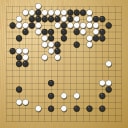 Board position at the end of game EGC 1985 - Round 1 - Game 1: Frank May vs Kishiko Shimizu