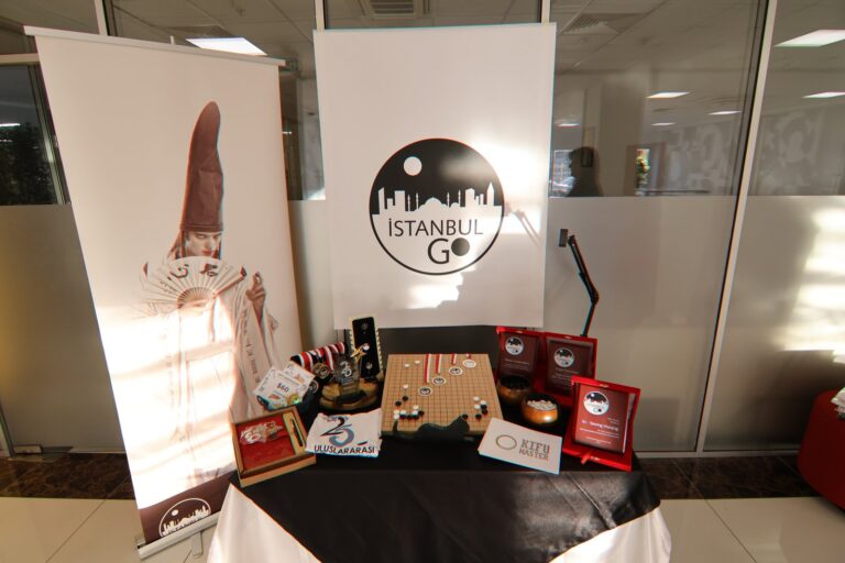 Trophies, prizes and a go board on the prize table